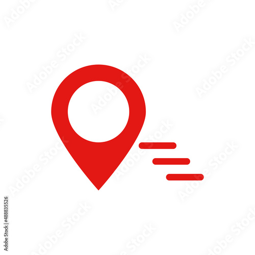 Moving map pin icon. Trip or location. Vector.