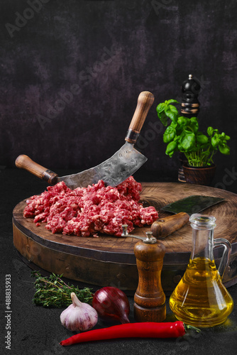 Fresh homemade beef minced meat photo