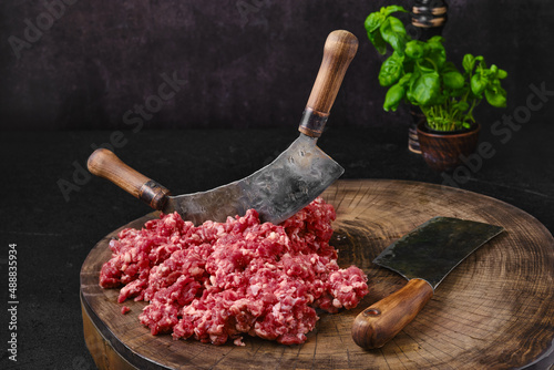 Fresh homemade beef minced meat photo