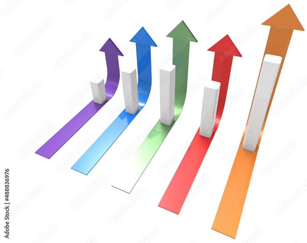 Colorful arrow and graph. Growing business concept.3D rendering. Colorful arrow and graph. Growing business concept.3D rendering.