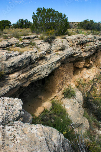 Yavapai Indian Native American Cliff Dwelling found at Montezuma's Well, Arizona Looking at Cliff Dwellings under a Ledge