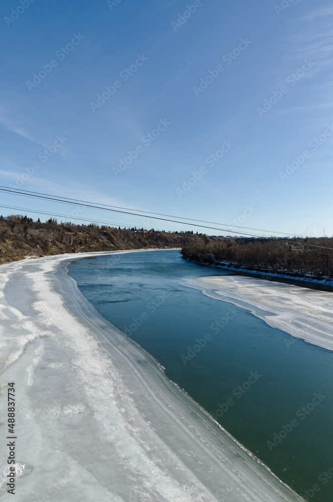 North Saskatchewan River on a Sunny Winter Day