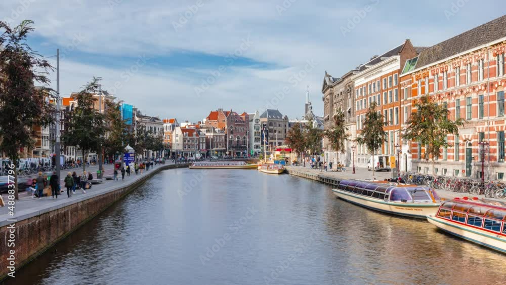 Day Time Lapse with clouds and boats in Amsterdam, The Netherlands Day Time Lapse with clouds and boats in Amsterdam, The Netherlands