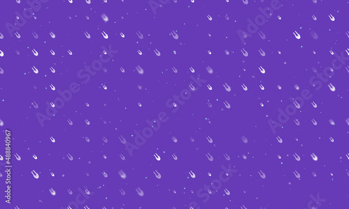 Seamless background pattern of evenly spaced white solo bobsleigh symbols of different sizes and opacity. Vector illustration on deep purple background with stars