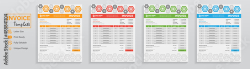 Minimal business accounting invoice templates design set foe expense record. This clean cash memo layout is for payment calculation agreement and this receipt is customizable editable quotation print