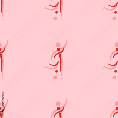 Seamless pattern of large isolated red football soccer symbols. The elements are evenly spaced. Vector illustration on light red background