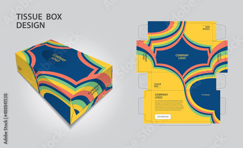 Tissue box Design retro concept, Box Mock up, 3d box, Can be use place your text and logos and ready to go for print, Product design, Packaging vector illustration, vintage style