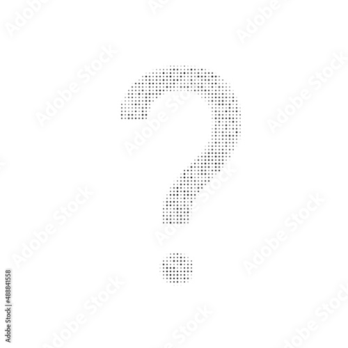 The question symbol filled with black dots. Pointillism style. Vector illustration on white background