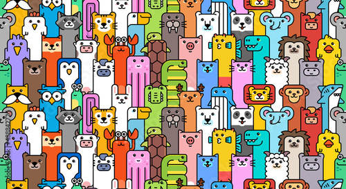 Seamless pattern with Animals icons. Animal icons set. Icon design. Template elements