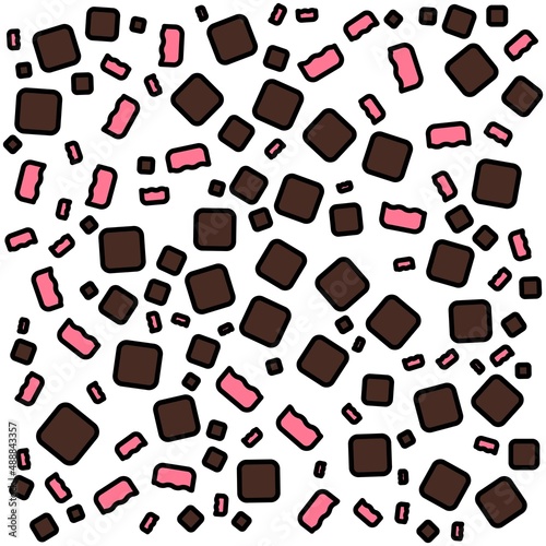 Chocolate strawberry sweet candy random pattern background. Vector illustration. Valentine's Day Chocolate.