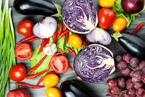vegetables on a wooden background