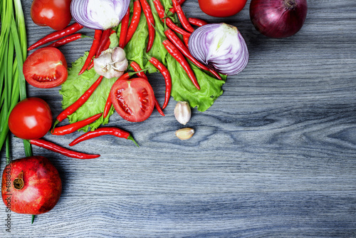 vegetables on wooden background