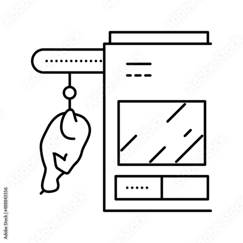 conveyor machine chicken factory line icon vector illustration