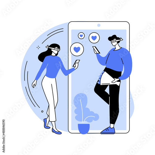 Blind date abstract concept vector illustration.