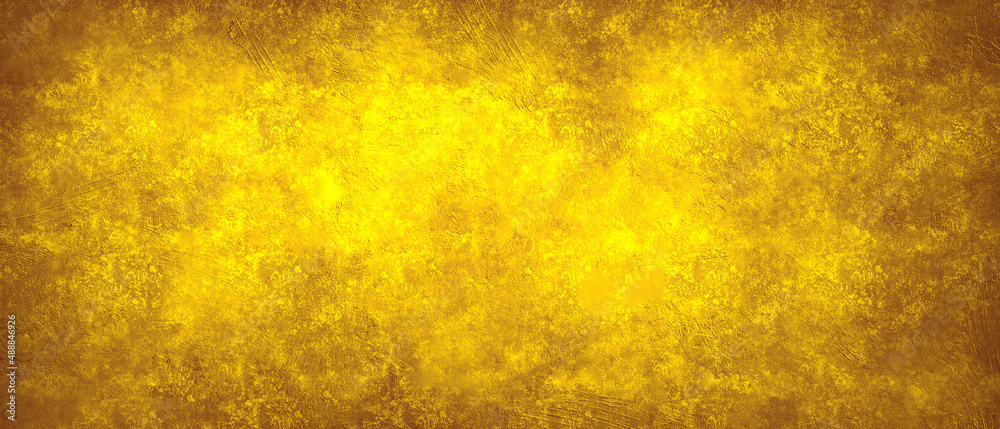 Abstract yellow and brown color distressed grunge texture background