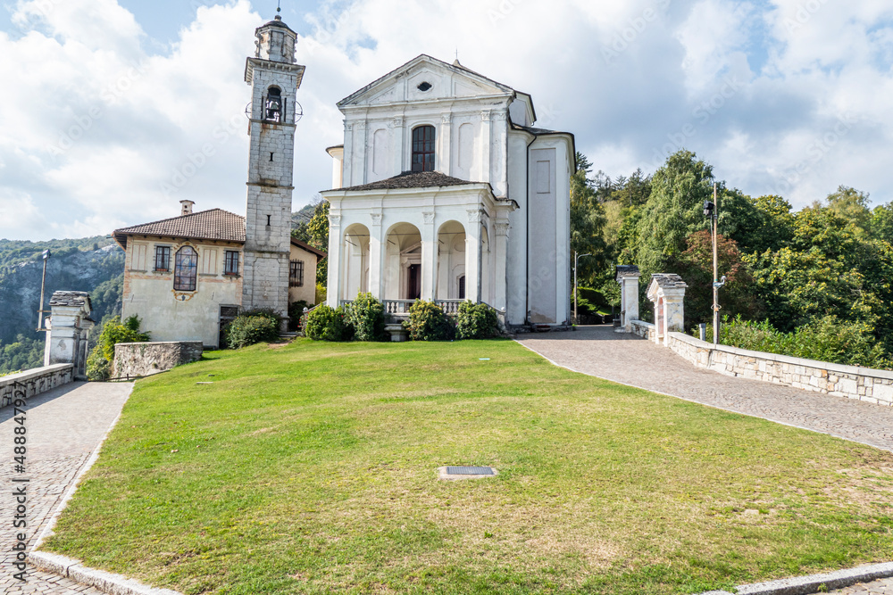 the beautiful sanctuary of the Madonna del Sasso above Lake Orta