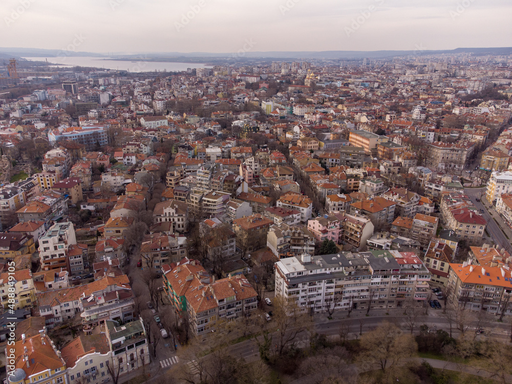 Aerial panoramic view of Varna, Bulgaria - obrazy, fototapety, plakaty 