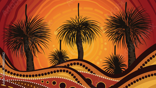 Aboriginal style of grass tree artwork
