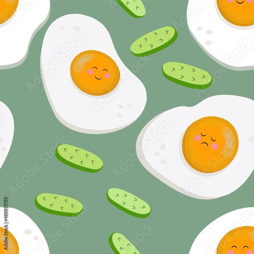 Vector pattern of fried eggs.Nice illustration.