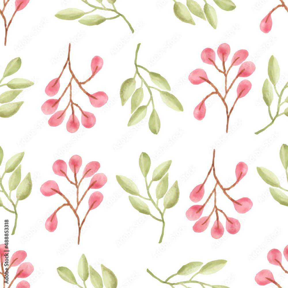 Watercolor leaf seamless pattern