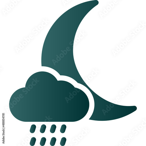 Cloud Moon Rain Icon