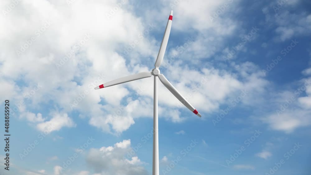 Looping realistic wind turbine plant on sunny sky time lapse background. Looping realistic wind turbine plant on sunny sky time lapse background.