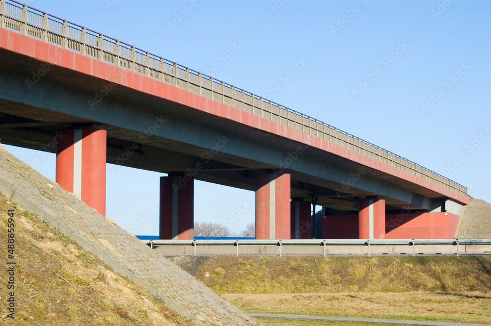 Bridge over motorway intersection.