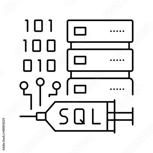 sql injections line icon vector illustration