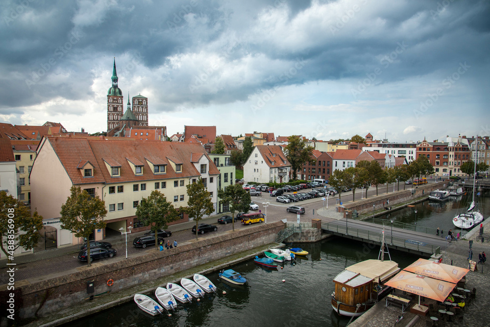 Obraz premium Stralsund an der Ostsee von oben