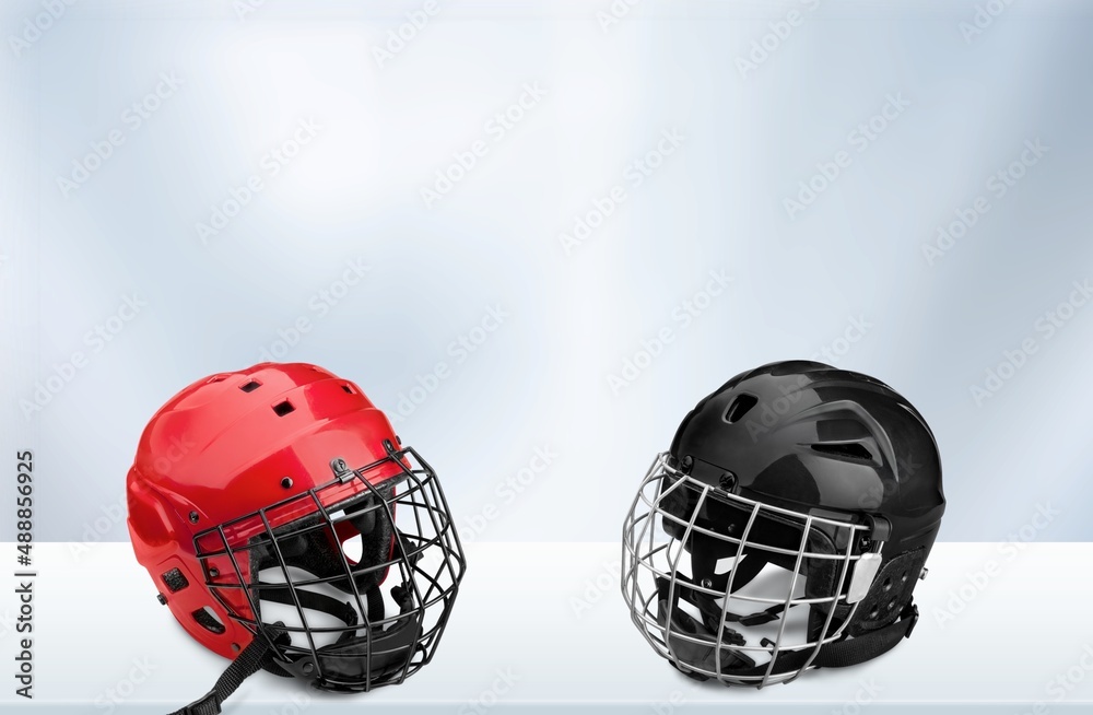 Helmets for the opponents in the Championship game concept. Helmets for the opponents in the Championship game concept.