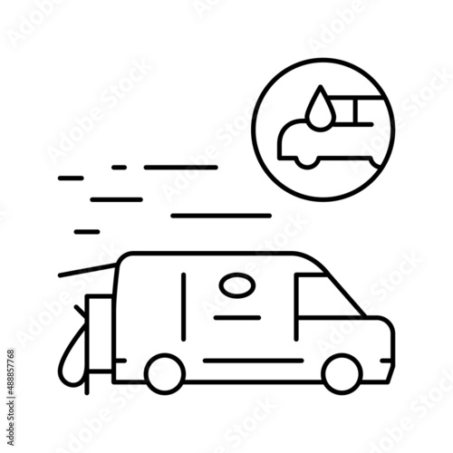mobile car wash line icon vector illustration