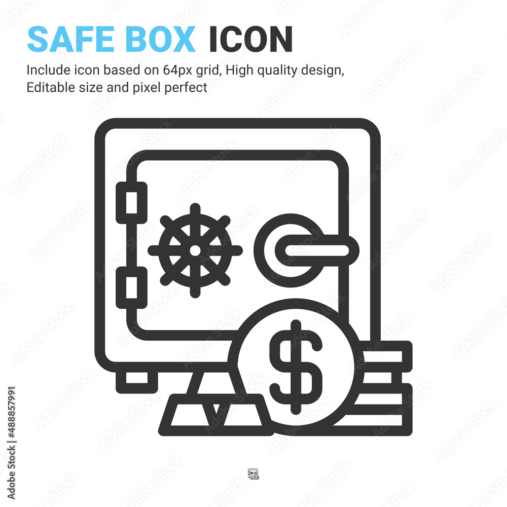 safe box icon vector with outline style isolated on white background. Vector illustration safety box sign symbol icon concept for digital business, finance, industry, company, apps and project safe box icon vector with outline style isolated on white background. Vector illustration safety box sign symbol icon concept for digital business, finance, industry, company, apps and project