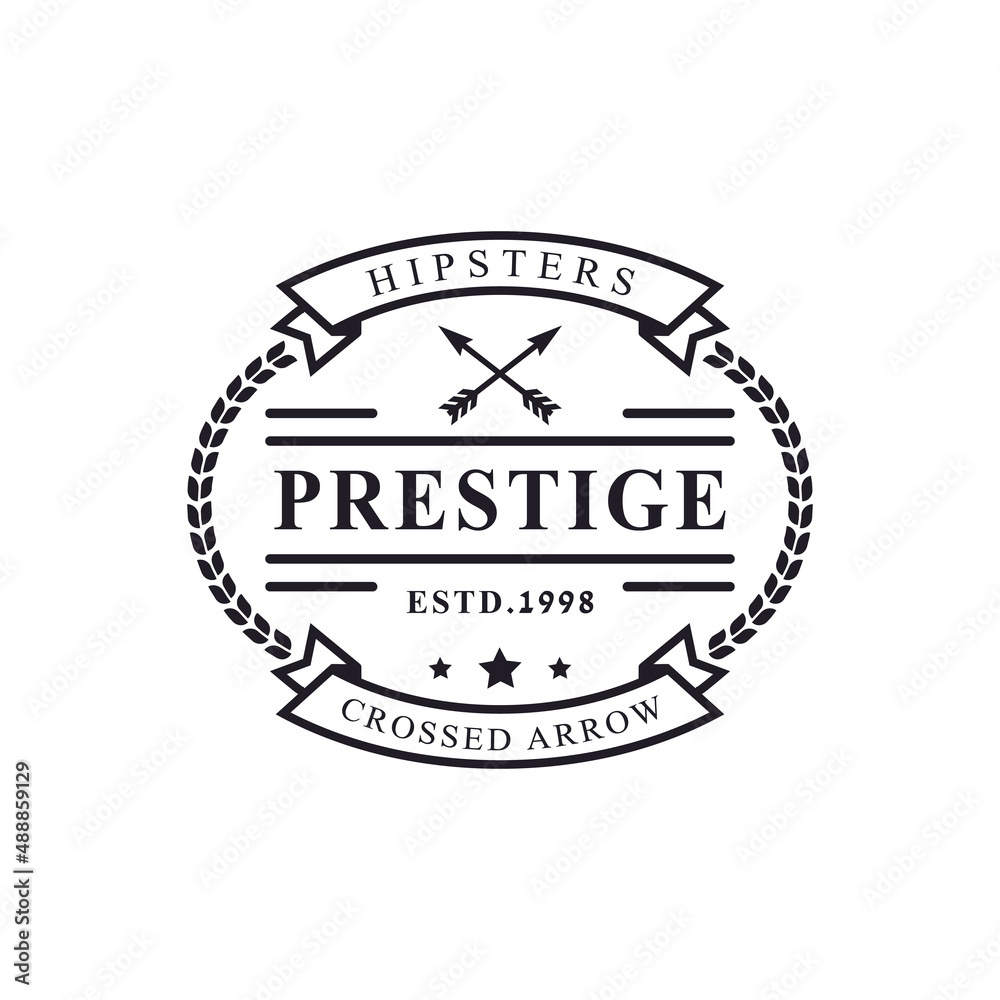 Fototapeta premium Vintage Retro Badge for Crossed Arrows Rustic Hipster Stamp Logo Design Template Element