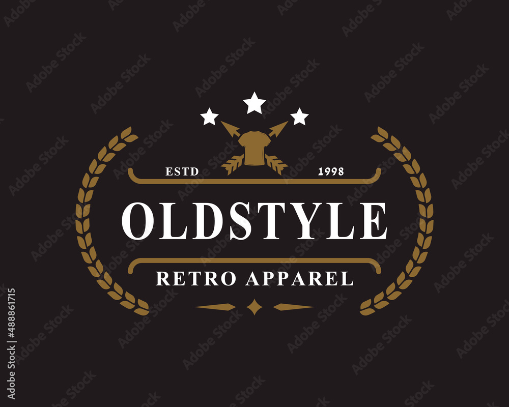 Vintage Retro Badge for Clothing Apparel Old style Logo Emblem Design Symbol