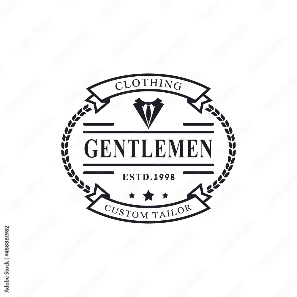 Vintage Retro Badge for Clothing Apparel Gentleman and Masculine Logo Emblem Symbol