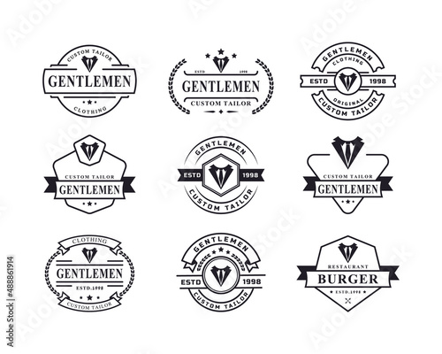 Set of Vintage Retro Badge for Clothing Apparel Gentleman and Masculine Logo Emblem Symbol