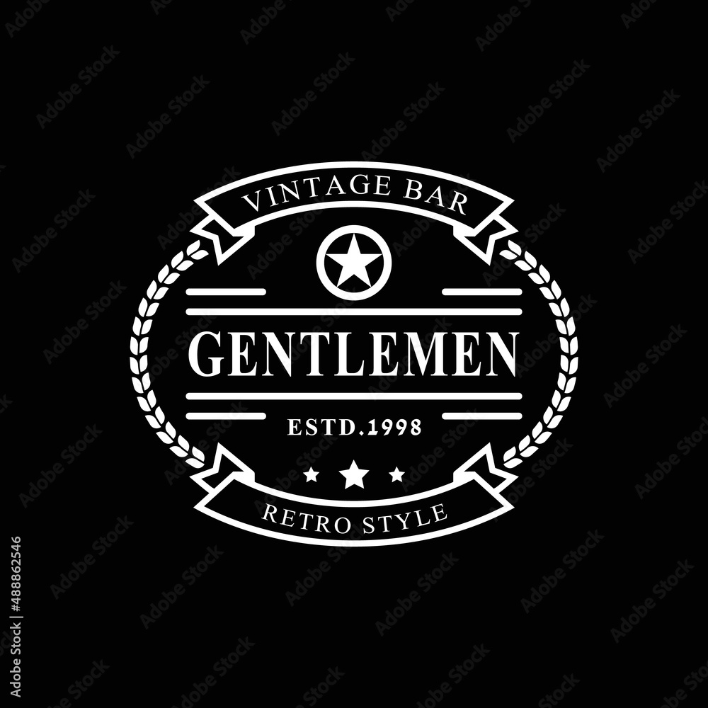 Fototapeta premium Vintage Retro Badge for Gentleman Cloth Apparel Logo Design Symbol