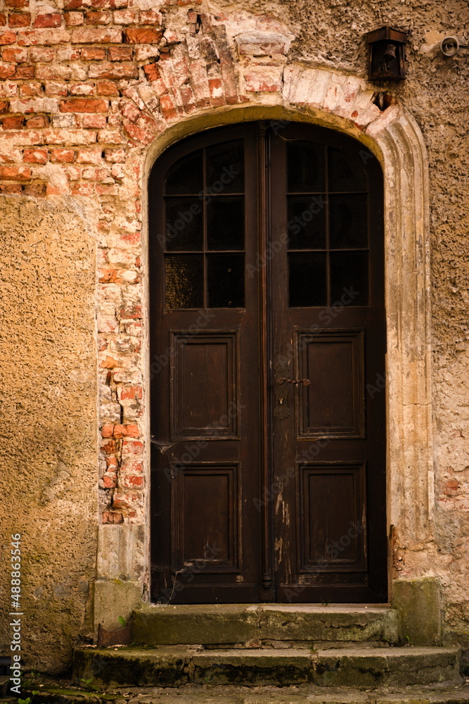 old wooden door in a wall