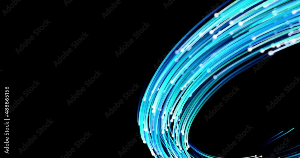 Abstract lights luminous background with copyspace and loop. Optic Fiber communication concept for digital information services