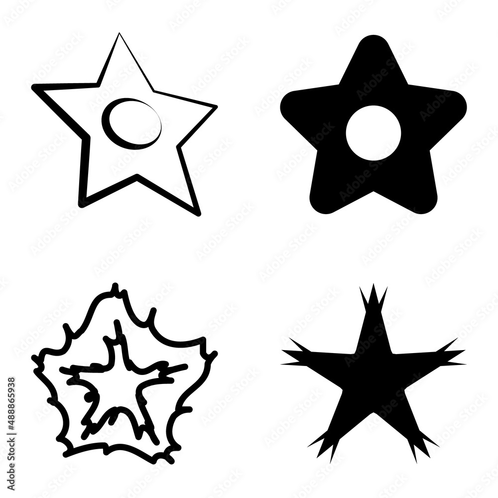 Stars1-2starfall Flat Icon Set Isolated On White Background Stars1-2starfall Flat Icon Set Isolated On White Background
