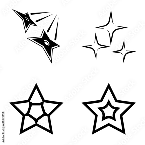 Stars1-2starfall Flat Icon Set Isolated On White Background