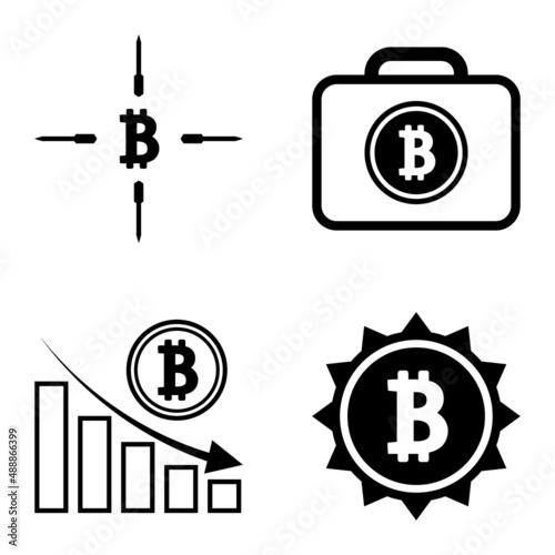 Bitcoins1-2 Flat Icon Set Isolated On White Background