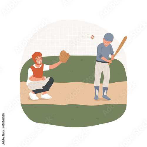 Baseball isolated cartoon vector illustration Physical ducation in high school, teaching sport, recreational athletic exercise, teamwork training, arena game, softball bat vector cartoon. photo
