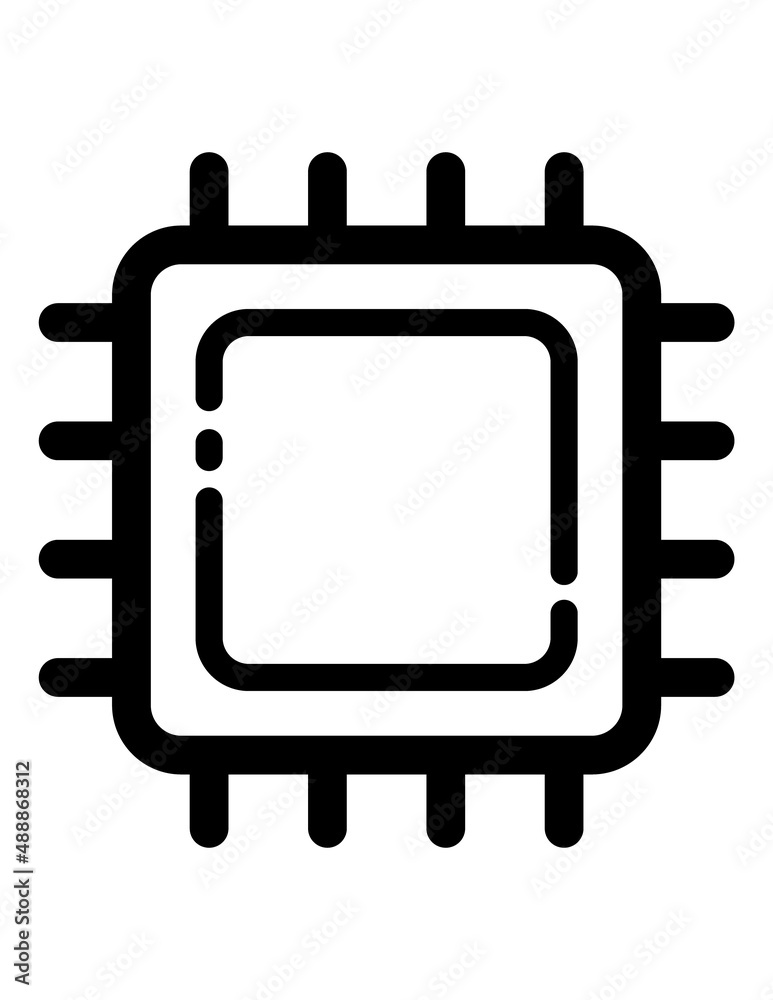 Microchip Flat Icon Isolated On White Background