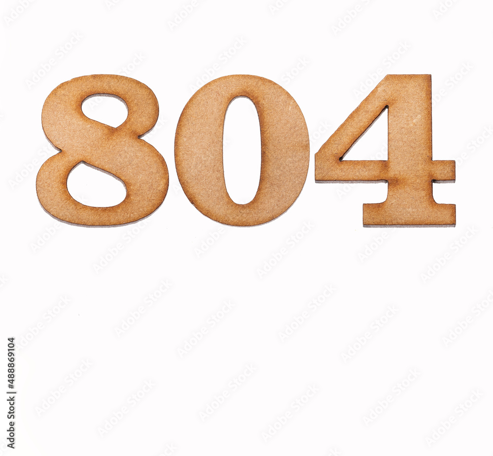 Number 804 in wood, isolated on white background Number 804 in wood, isolated on white background