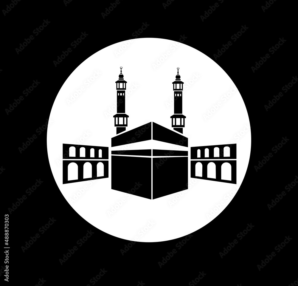 Kaaba Al Haram Vector Icon Kaaba Vector With Black And White Color Al Haram Kaaba Illustration 8730