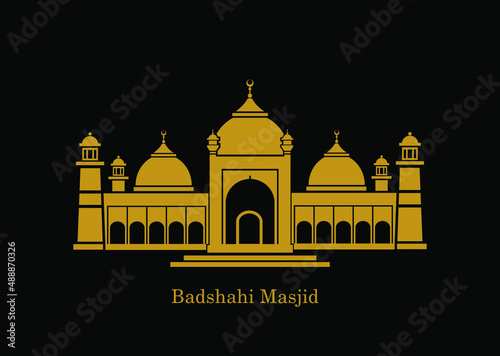 Badshahi Mosque vector icon. Badshahi masjid golden color illustration. Badshahi masjid icon. photo