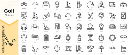 Simple Outline Set of golf icons. Linear style icons pack. Vector illustration photo