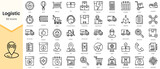 Simple Outline Set of logistic icons. Linear style icons pack. Vector illustration