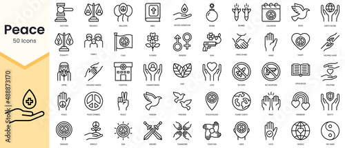 Obraz na płótnie Simple Outline Set of peace icons